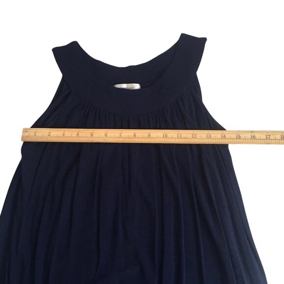 dressbarn Tank Top Womens Small Navy Blue Scoop Neck Pleated Rayon Spandex Soft - Picture 9 of 14